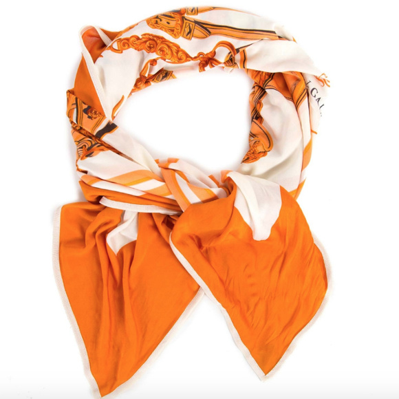 Hermès Silk Jersey Orange Bride De Gala Scarf